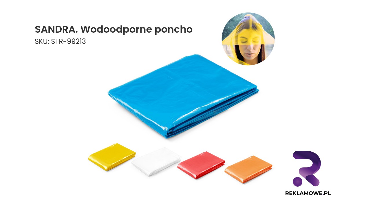 SANDRA. Wodoodporne poncho SANDRA Wodoodporne poncho z niebieskim wzorem